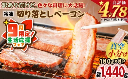 【 期間限定 生活応援 】訳ありだけど、色々な料理に大活躍！切り落としベーコン8P【決済から60日以内で発送】　K161-010_cp