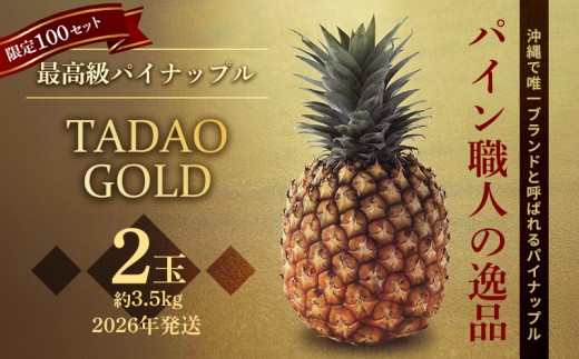 【贈答用：限定100セット】TADAO GOLD【ゴールドバレル】（2玉） ゴールドバレル タダオゴールド ただおごーるど 希少 最高級 沖縄県 東村 パインアップル 贈答用 贈り物 パイン 入手困難 高級フルーツ 玉城忠男 たまきただお トロピカル 糖度 甘い パイナップル 玉城農園 1507042 - 沖縄県東村