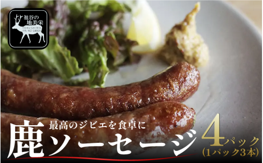 [徳島県三好市祖谷産]祖谷の地美栄 鹿肉 ソーセージ 3本 4パック 1本70g 希少 部位 ジビエ 地美栄 厳選 鹿 国産 ヘルシー 低カロリー 高たんぱく 低脂質 焼肉 BBQ バーベキュー ステーキ ハンバーグ 自家製 ソーセージ ロースト シカ シカ肉 唐揚げ カレー シチュー 使いやすい 小分け 冷凍 赤身 みよし 徳島 三好 祖谷