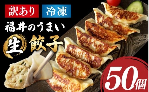 福井のうまい生餃子 50粒【冷凍】訳あり ぎょうざ たれ付き もちもちおかず 冷凍 豚肉 国産 送料無料 [A-195002]