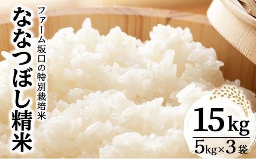 令和7年産!ファーム坂口の特別栽培米 ななつぼし精米 15kg (5kg×3袋) 2258989 - 北海道岩見沢市