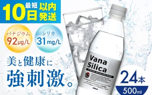 [10日以内発送]VanaSilica(バナシリカ) 富士山のバナジウム&シリカ 強炭酸水 500ml 24本 炭酸 強炭酸 炭酸水 大容量 ハイボール 割り材 割材 ペットボトル お水 飲料 飲料水 ドリンク 飲み物 備蓄 災害 大阪府高槻市/クリックル株式会社 [AOEH009]