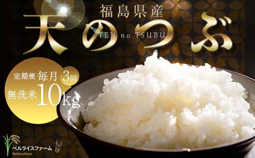 【お米の定期便 2025年11月より毎月3か月配送】農家直送 天のつぶ 無洗米 10kg 全3回 F6U-181