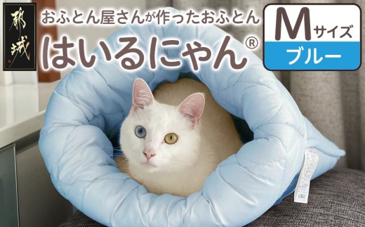 【ブルー】ねこのおふとん「はいるにゃん(R)」Mサイズ_11-J201-bl_(都城市) ねこのおふとん Mサイズ 幅50cm 長さ55cm ブルー 日本製