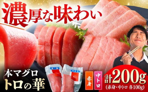 対馬産 本マグロ 200g(赤身100g、中トロ100g) ≪対馬市≫[桐谷商店] トロの華 対馬 新鮮 マグロ 赤身 トロ 鮪 刺身 