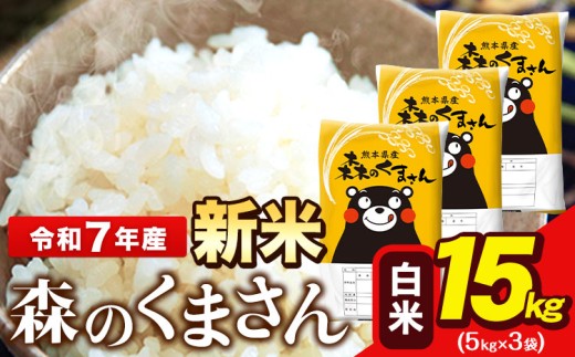 新米 令和7年産 森のくまさん 5kg × 3袋  白米 熊本県産 単一原料米 森くま《9月下旬-11月上旬頃出荷》送料無料