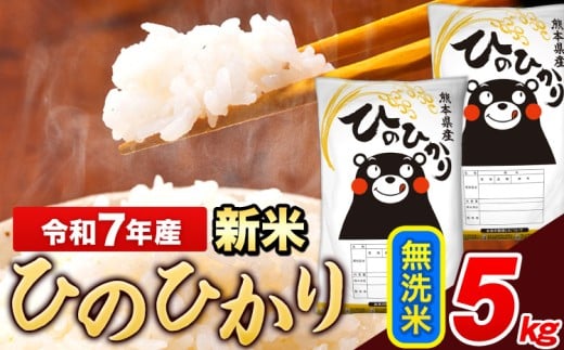 新米 米 令和7年産 ひのひかり 無洗米 5kg 《9月下旬-11月上旬頃出荷》  5kg×1袋 熊本県産 米 精米 ひの 長洲町