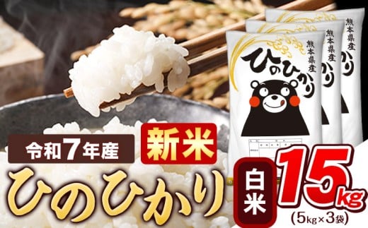 新米 令和7年産  白米 ひのひかり 15kg 《9月下旬-11月上旬頃出荷》熊本県産 ふるさと納税 精米 ひの 米 こめ ふるさとのうぜい ヒノヒカリ コメ お米 おこめ
