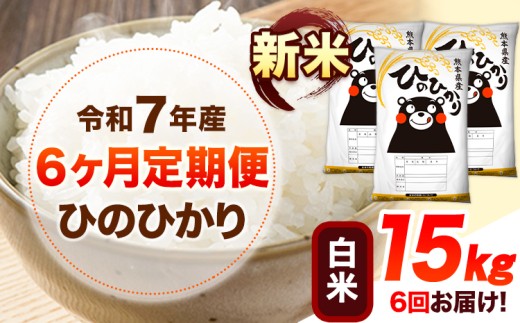 令和7年産【6ヶ月定期便】新米 白米 ひのひかり 15kg 《お申し込み月の翌月から出荷開始》 熊本県産 白米 精米 ひの 送料無料 熊本県 山江村 SDGs 米 コメ こめ 国産