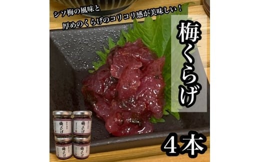 梅くらげ 4本【くらげ 珍味 おつまみ 梅しそ 惣菜 海鮮 塩辛 珍味 お取り寄せ 御中元 お中元 お歳暮 父の日 母の日 贈り物 日本酒 焼酎】【神奈川県小田原市早川】 2260246 - 神奈川県小田原市