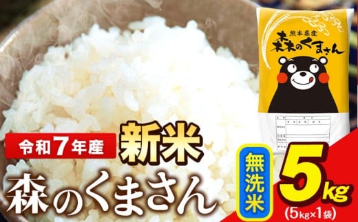 新米 令和7年産  無洗米  森のくまさん 5kg × 1袋  熊本県産 単一原料米 森くま《9月下旬-11月上旬頃出荷》送料無料