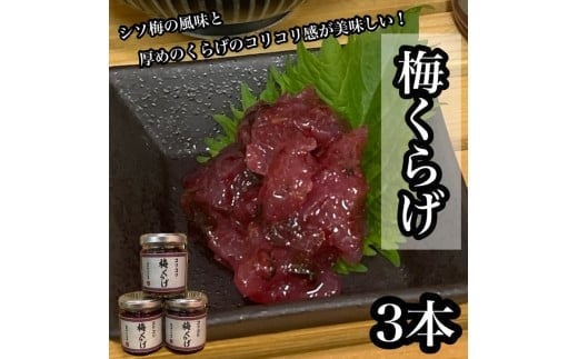 梅くらげ 3本【くらげ 珍味 おつまみ 梅しそ 惣菜 海鮮 塩辛 珍味 お取り寄せ 御中元 お中元 お歳暮 父の日 母の日 贈り物 日本酒 焼酎】【神奈川県小田原市早川】 2260245 - 神奈川県小田原市