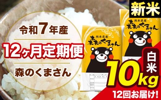新米 令和7年産 森のくまさん 白米 10kg 5kg×2袋 計12回お届け 《お申し込み月の翌月から出荷開始》 お米 こめ 熊本県産 ご飯 備蓄