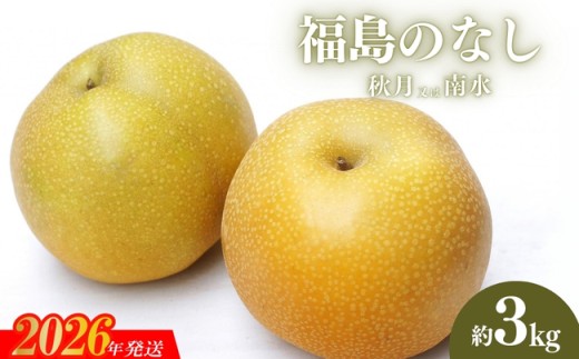No.2185福島のなし　秋月または南水　約3kg【2026年発送　先行予約】 434273 - 福島県福島市