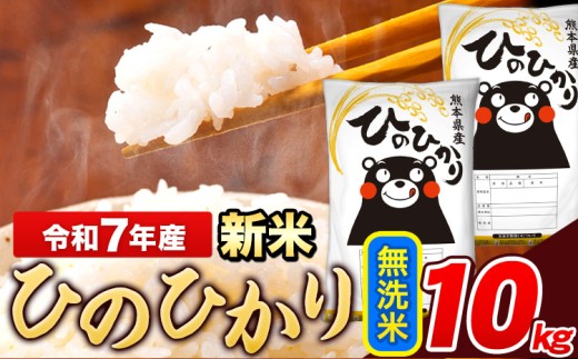 新米 米 令和7年産 ひのひかり 無洗米 5kg 《9月下旬-11月上旬頃出荷》  5kg×2袋 熊本県産 米 精米 ひの 長洲町