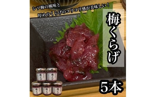 梅くらげ 5本【くらげ 珍味 おつまみ 梅しそ 惣菜 海鮮 塩辛 珍味 お取り寄せ 御中元 お中元 お歳暮 父の日 母の日 贈り物 日本酒 焼酎】【神奈川県小田原市早川】