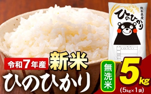 新米 令和7年産 無洗米 米 ひのひかり 5kg《9月下旬-11月上旬頃出荷》熊本県 大津町 国産 熊本県産 無洗米 精米 送料無料 ヒノヒカリ こめ お米 1395579 - 熊本県大津町