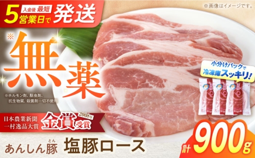 [日本農業新聞一村逸品大賞にて金賞受賞] 塩豚ロース 900g 豚肉 小分け 薄切り ロース 冷凍 白川町 / 藤井ファーム [AWAF053]