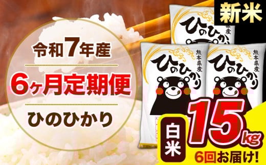 新米 令和7年産 ひのひかり 【6ヶ月定期便】 白米  15kg (5kg×3袋) 計6回お届け 《お申し込み月の翌月から出荷開始》 熊本県産 白米 精米 ひの 米 こめ お米 熊本県 長洲町