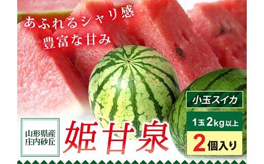 山形県産 庄内砂丘 小玉スイカ 姫甘泉 2玉 果物 フルーツ