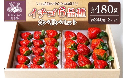 【2025-2026発送分】イチゴ6品種食べ比べセット いちご イチゴ 苺 先行予約 食べ比べ セット ギフト 贈答 プレゼント 採れたて フルーツ 6品種 約240g×2パック 冷蔵 フルーツ王国山梨 甲府市産 1310885 - 山梨県甲府市