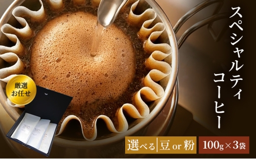 珈琲 クドー珈琲豆店 スペシャルティコーヒー 厳選 お任せ セット (豆 or 粉)【100g×3袋】：豆