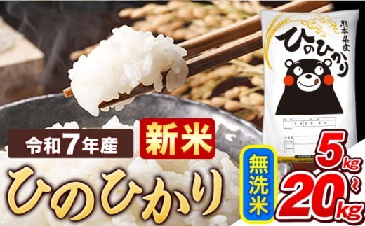 新米 令和7年産 無洗米 ひのひかり [内容量をお選びください]5kg 10kg 15kg 20kg [9月下旬-11月上旬頃出荷]熊本県産 ふるさと納税 精米 ひの 米 こめ ふるさとのうぜい ヒノヒカリ コメ お米 おこめ