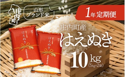 ＜11月中旬開始＞庄内米1年定期便！はえぬき10kg（入金期限：2025.10.25）