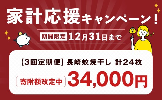 【全3回定期便】24枚入り「長崎蚊焼干し」規格外干物セット