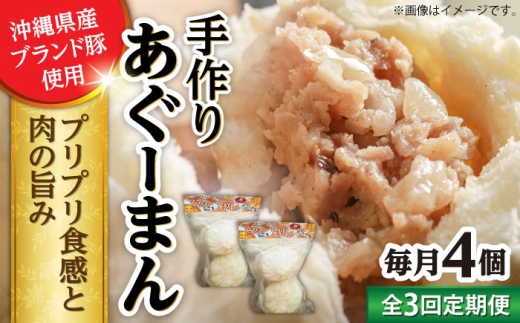 [全3回定期便]あぐーまん 4個入り (2個入り×2P) 肉まん 豚まん 点心 お取り寄せ 冷凍 沖縄市 / 豚々茶舗 [BCBL017]
