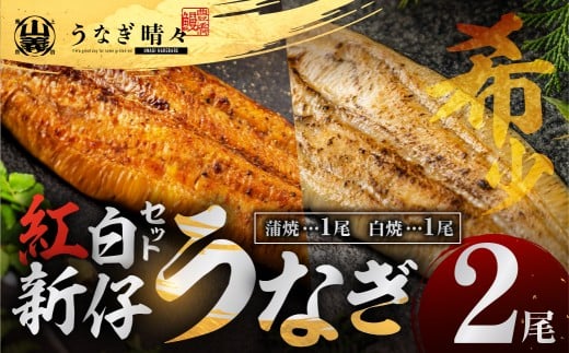 山義養魚の『うなぎ晴々』紅白セット ２尾（蒲焼１尾、白焼１尾） 希少 豊橋うなぎ 蒲焼 厳選 国産 新仔うなぎ 若うなぎ 鰻 ウナギ うなぎ ひつまぶし 土用丑の日 冷凍 丑の日 ご自宅 簡単調理 お取り寄せ 送料無料 お中元 お歳暮 贈答 ギフト タレ・山椒・岩塩つき 15000円