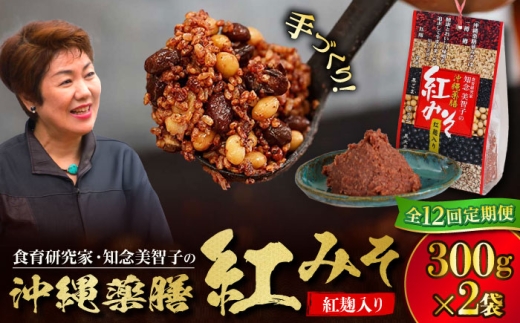 【全12回定期便】沖縄薬膳紅みそ 計600g (300g×2個) 味噌 みそ 国産 沖縄市 / 有限会社ハイビスカスクッキングスクール [BCBU016]