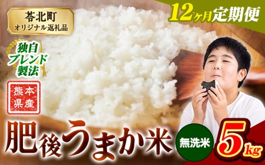 【12か月定期便】米 無洗米 熊本県産 肥後うまか米 5kg 精米 こめ  コメ お米 おこめ ブレンド米《申込月の翌月から出荷開始》熊本県産  コメ お米 おこめ 2270607 - 熊本県苓北町
