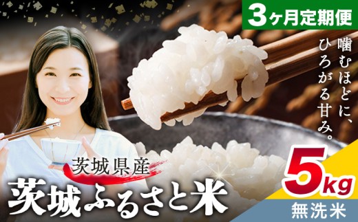 米 茨城 ふるさと米 無洗米 5kg 5kg×1袋 3回お届け 定期便《お申し込み月の翌月から出荷開始》茨城県 結城市 米 国産 お米 おこめ お弁当 おにぎり【茨城県共通返礼品】