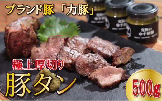 【高知県大月町産ブランド豚】 力豚 極上厚切り豚タン　500g 2262368 - 高知県大月町