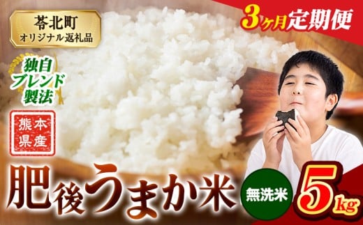 【3か月定期便】米  熊本県産 肥後うまか米 5kg 無洗米 精米 こめ コメ お米 おこめ ブレンド米《申込月の翌月から出荷開始》熊本県産 コメ お米 おこめ 2270625 - 熊本県苓北町