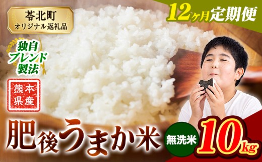【12か月定期便】米 無洗米 熊本県産 肥後うまか米 10kg 精米 こめ  コメ お米 おこめ ブレンド米《申込月の翌月から出荷開始》熊本県産  コメ お米 おこめ 2270609 - 熊本県苓北町