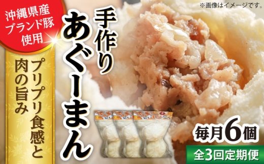 【全3回定期便】あぐーまん 6個入り (2個入り×3P) 肉まん 豚まん 点心 お取り寄せ 冷凍 沖縄市 / 豚々茶舗 [BCBL018]