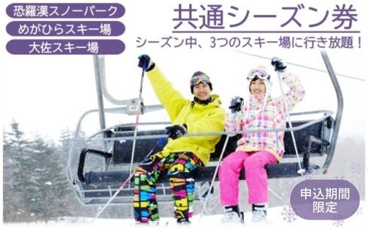 《期間限定》【芸北高原大佐スキー場・恐羅漢スノーパーク・めがひらスキー場】共通シーズン券 2025-2026（大人全日）1枚_HI048_002