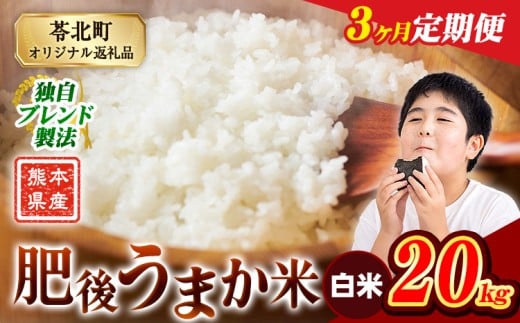 【3か月定期便】米  熊本県産 肥後うまか米 20kg 白米 精米 こめ コメ お米 おこめ ブレンド米《申込月の翌月から出荷開始》熊本県産 コメ お米 おこめ