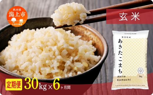 《新米 先行予約 10月発送》 定期便 玄 米 あきたこまち 令和7年産 玄米 30kg(5kg×6) × 6ヶ月 5kg袋 選べる容量 定期 5キロ 小分け 3ヶ月 6ヶ月 12ヶ月 3回 6回 12回 米 お米 おこめ コスパ こめ コメ kome 潟上市 秋田県 送料無料 【秋田のこまち農場】