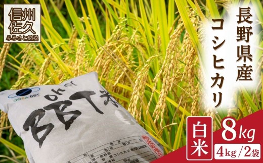 【令和7年産・白米8kg（4kg×2袋）】特別栽培米　BBT米（五郎兵衛米） 〈2025年10月中旬頃～順次発送〉 先行予約　新米　信州　こしひかり【 米 コメ 白米 精米 お米 こめ おこめ 新米予約 備蓄品 コシヒカリ 長野県 佐久市 】 2263321 - 長野県佐久市