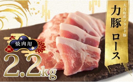 【高知県 大月町産ブランド豚】力豚ロース　焼き肉用2.2kg 2262348 - 高知県大月町
