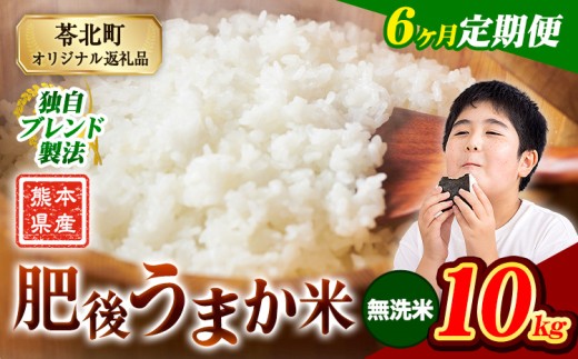 【6か月定期便】米 無洗米 熊本県産 肥後うまか米 10kg 精米 こめ  コメ お米 おこめ ブレンド米《申込月の翌月から出荷開始》熊本県産  コメ お米 おこめ 2270618 - 熊本県苓北町