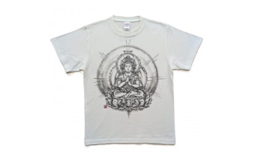 手描きTシャツ 仏画 大日如来 金剛界 白 (半袖 Mサイズ)【1659665】