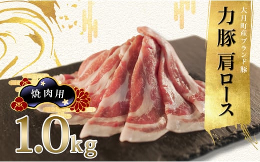 【高知県 大月町産ブランド豚】力豚肩ロース　焼き肉用1kg 2262356 - 高知県大月町