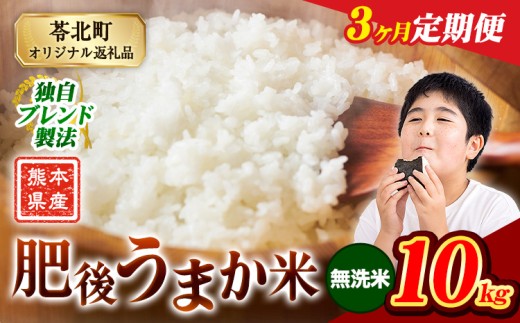 【3か月定期便】米 無洗米 熊本県産 肥後うまか米 10kg 無洗米  精米 こめ コメ お米 おこめ ブレンド米《申込月の翌月から出荷開始》熊本県産 コメ お米 おこめ 2270627 - 熊本県苓北町