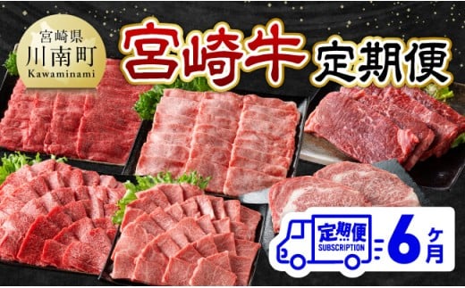【6ヶ月定期便】宮崎牛定期便【肉 牛肉 国産 宮崎県産 宮崎牛 黒毛和牛 和牛 焼肉 BBQ すき焼き しゃぶしゃぶ 焼きしゃぶ 4等級  A4ランク 肩ロース ウデ モモ 】