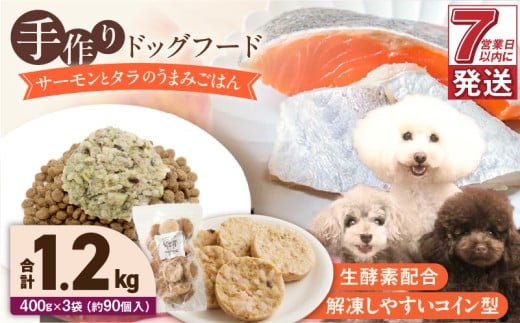1cofood 手作りドッグフード サーモンとタラのうまみごはん 400g×3袋_Pf017 1497792 - 福岡県久留米市