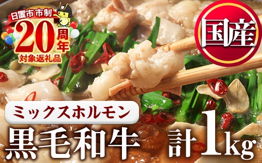 No.1001-01 黒毛和牛ミックスホルモン(計1kg)【カミチク】